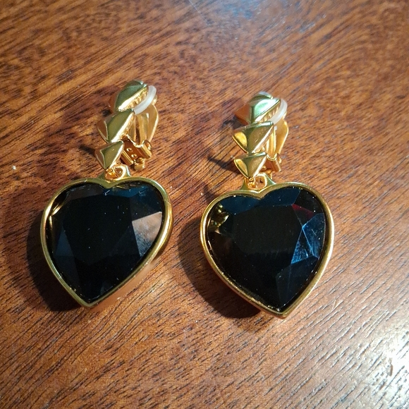 YSL Gold and Black Heart Earrings - Picture 3 of 9